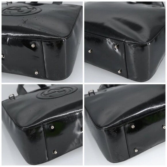 GUCCI Hand Bag Enamel 2way Black Silver - Picture 15 of 15